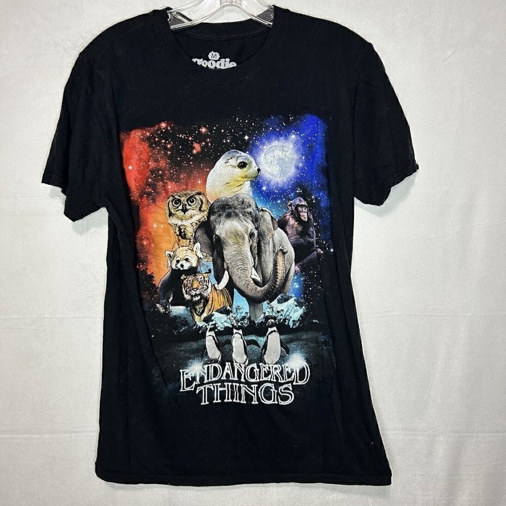 Goodie Two Sleeves Endangered Things T-Shirt Black Sz M So Soft